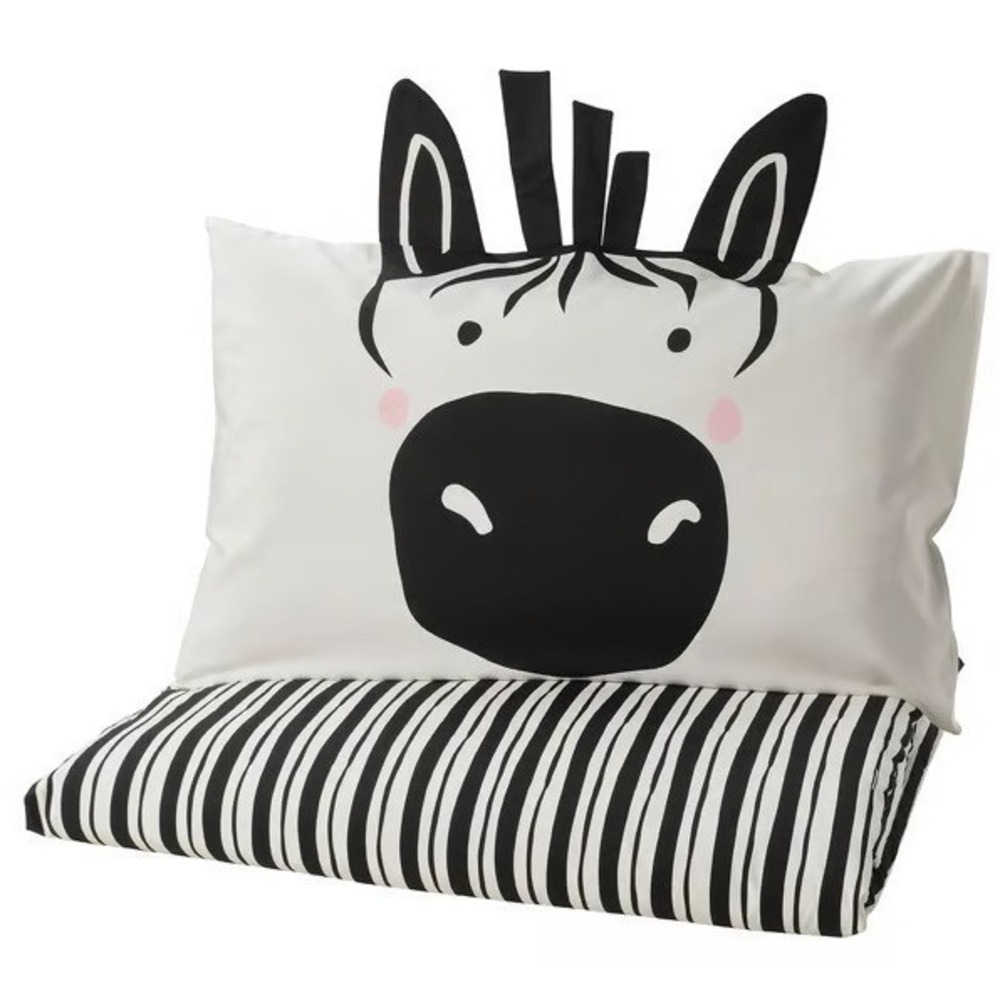 IKEA NATTHAGER Twin Duvet Cover And Pillowcase Black White Zebra  305.953.15
